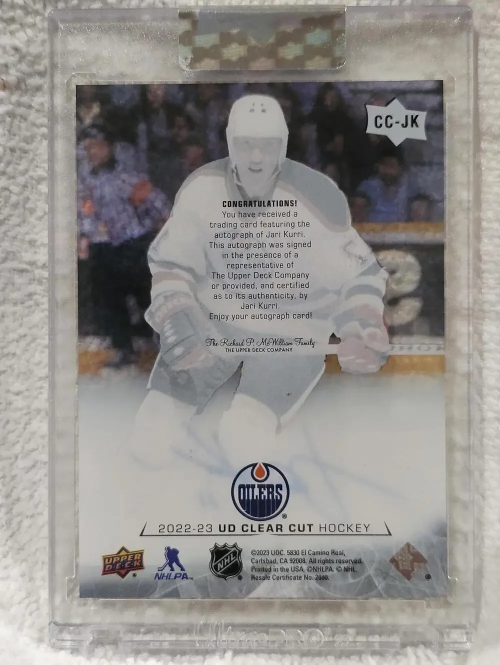 2022-23 UD Clear Cut Hockey Jari Kurri Autographed Trading Card